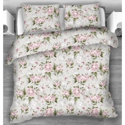 Pamutszatén minőségi ágynemű huzat 140x200 cm - elegáns rózsaszín virág mintás