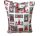Piros - szürke mikulás - képeslap mintás karácsonyi textil ajándékátadó táska 35x45 cm