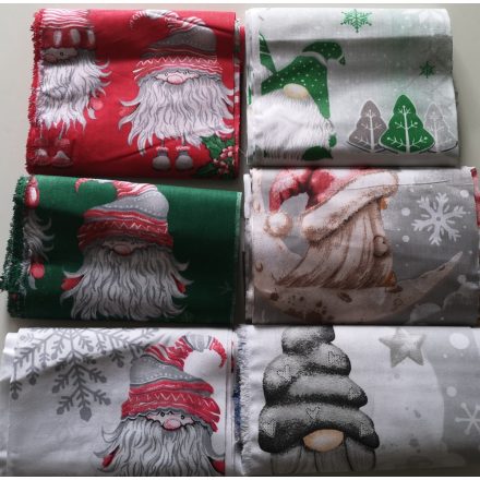 Karácsonyi manó mintás pamutvászon patchwork csomag - 2 kg  - (13)