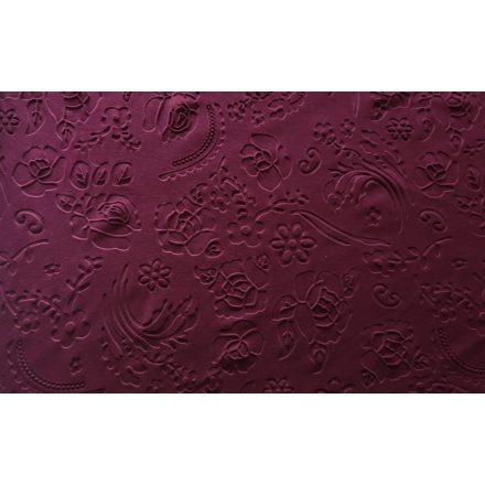 Burgundi vörös nyomott mintás punto textil - 150 cm