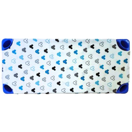 Kétrétegű gumifüllel ellátott óvodai lepedő - Kék Csíkos -  Pöttyös -  egérfejes - 58x130 cm