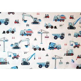 Munkagép mintás pamutvászon textil - méteráru.