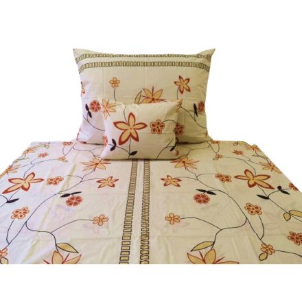 Pamut 3 részes ágynemű huzat szett - barack virág mintával
