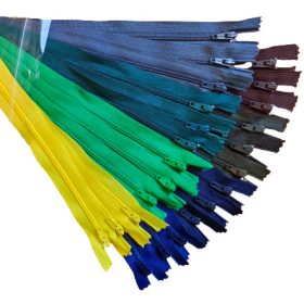   RT0 18 cm Zárt végű, műanyag spirál fogú cipzár csomag  - 24db-os / Tarka Színekben