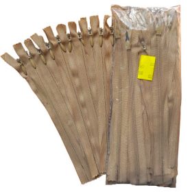   RT0 18 cm Rejtett / műanyag spirál fogú - zárt cipzár csomag  - 50 db-os Mogyoró színben