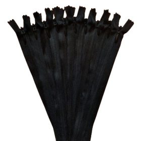   RT0 18 cm Rejtett / műanyag spirál fogú - zárt cipzár csomag  - 10 db-os Fekete színben
