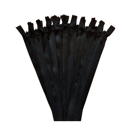 RT0 18 cm Rejtett / műanyag spirál fogú - zárt cipzár csomag  - 10 db-os Fekete színben