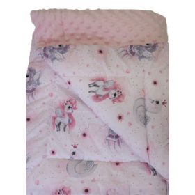 Kétoldalas babatakaró - púder rózsaszín - unikornis - hattyú