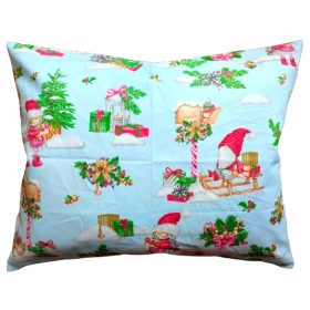 Kék - Kislány szánkó mintás karácsonyi kispárna huzat - 40 x 50 cm 