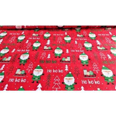 160 cm széles karácsonyi mintás pamutvászon - piros mikulás mintával.