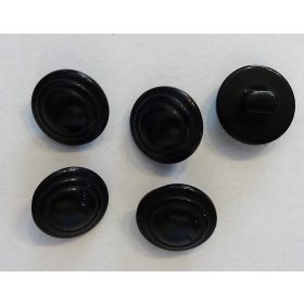 Fekete műanyag gomb, füles, - 15 mm ( 24" ), 10 b-os kiszerelésben.
