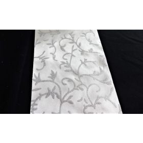 Egyoldalas fényes szatén szalag csillámos motívummal, fehér színben, szélessége 36 cm. 