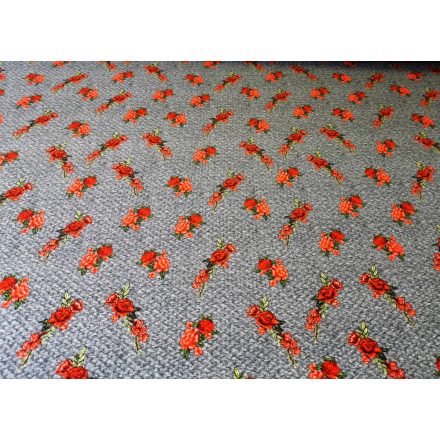 Szürke alapon rózsás - anyagában mintás jaquard textil - 160 cm 