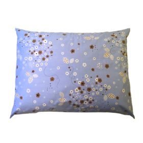   Pamut nagypárna huzat - 70x90 cm / Kék alapon barna - fehér apró virág mintás