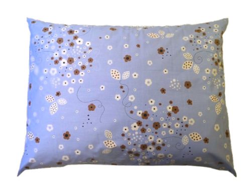 Pamut nagypárna huzat - 70x90 cm / Kék alapon barna - fehér apró virág mintás