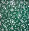 Ünnepi Textil Szalvéta Szett Díszobozban - Karácsonyi motívumok Sötétzöld alapszínen