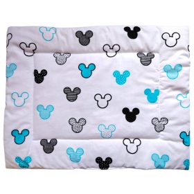   Lapos ovis kispárna - fehér alapon kék csíkos - pöttyös egérfejes