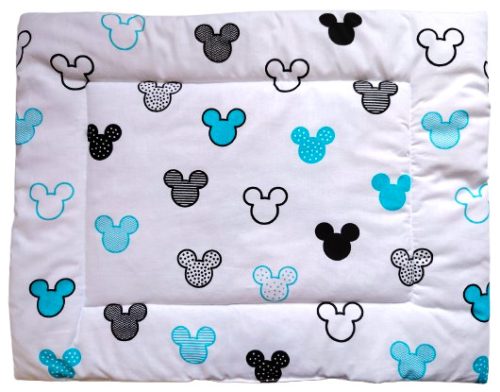 Lapos ovis kispárna - fehér alapon kék csíkos - pöttyös egérfejes