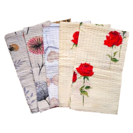 Mályva - szürke rózsa mintás kötött textil