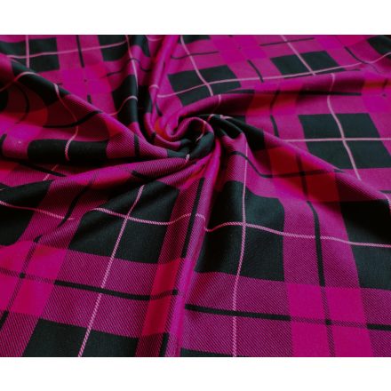 Pink - fekete kockás rugalmas futter textil  - 170 x 65 cm  
