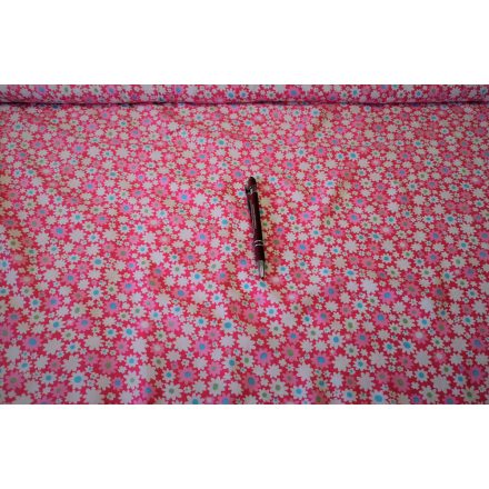 Pink alapon virág mintás flokon textil - 140 cm
