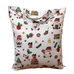   Fehér alapon apró karácsonyi motívumos textil táska - 35x45 cm