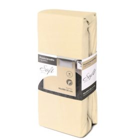 Krém színű jersey gumis lepedő - 90x200 + 25 cm