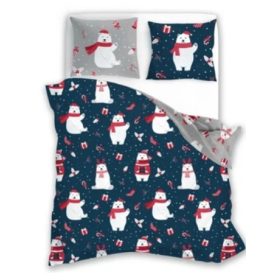   2 részes 140x200 cm karácsonyi pamut ágynemű huzat - jegesmaci