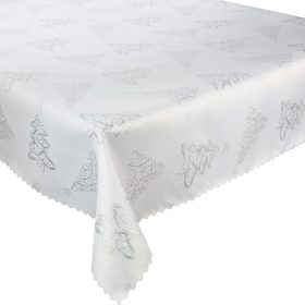   Kétoldalas foltálló karácsonyi terítő ezüst karácsonyfás 130x160 cm
