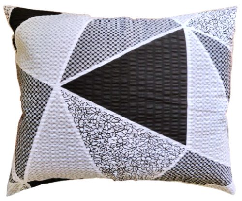 Krepp kispárna huzat - modern szürke - fekete mintás - 40x50 cm