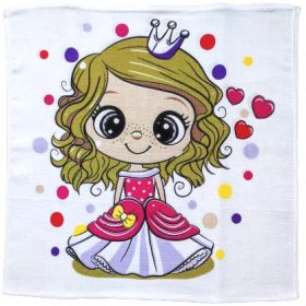   Gyermek Textil Zsebkendő  Királylány / Magenta - Lila színű Ruhában  