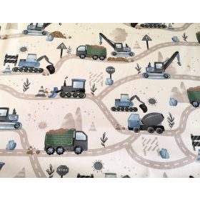 Pamutvászon textil - 160 cm / munkagépek az úton 