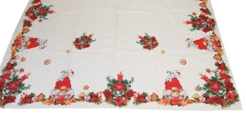 Karácsonyi piros manó mintás asztalterítő - 150x260 cn