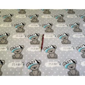 Szürke alapon Boy koala maci mintás pamutvászon