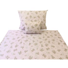   3 részes pamut ágynemű huzat 140x200 cm / Púder rózsaszín maci - felhő mintás