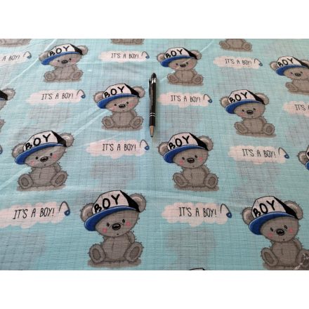 Tetra Pelenka Textil / Kék alapon Boy Koala mintával - 80 x 90 cm  Maradék textil   