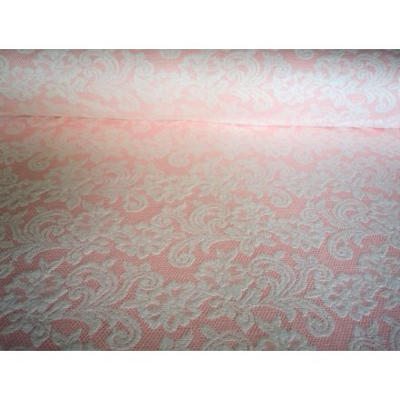 Pasztell rózsaszín alapon fehér csipke mintás  - Jaquard textil  - HIBÁS!