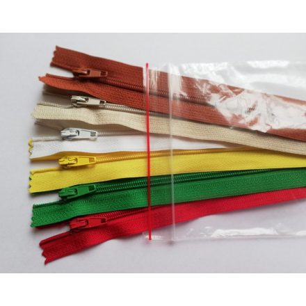 RT0 18 cm zárt műanyag spirál fogú 6 db os cipzár csomag vegyes színben
