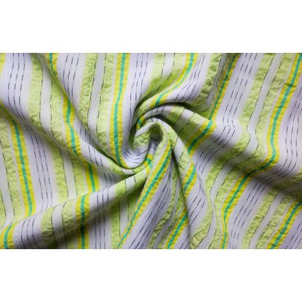 Zöld - fehér csíkos krepp anyag / Maradék textil  - 150 x 120 cm HIBÁS!