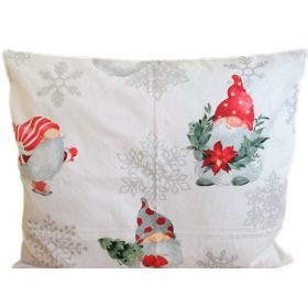 Fehér alapon korcsolyázó manó mintás kispárna huzat 