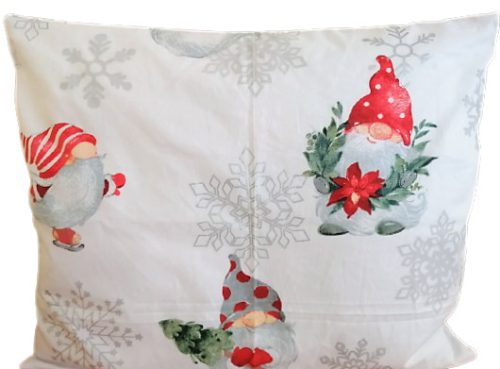 Fehér alapon korcsolyázó manó mintás kispárna huzat 