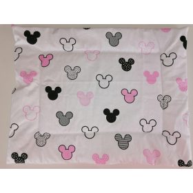   Fehér alapon rózsaszín csíkos - pöttyös egérfejes lapos kispárna