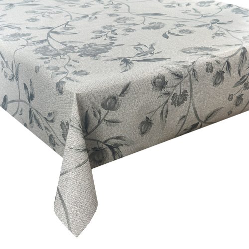 Viaszos vászon méteráru szürke virágos - 140 cm