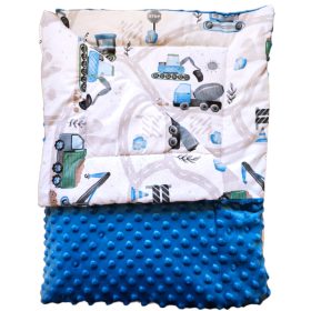   Munkagépek az Úton mintás kétoldalú gyerek minky takaró 