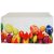 Húsvéti asztalterítő - asztalközép 60x120 cm fehér alapon tojás + tulipán mintás
