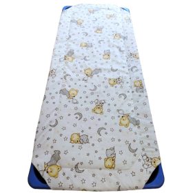 Gumifüles ovis lepedő - 58x130 cm  / Fehér alapon Alvó Maci mintás 