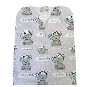 Szürke alapon boy koala macis ovis vállfára húzható zsák pamut - 40x50 cm 