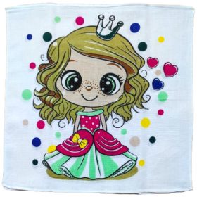   Gyermek Textil Zsebkendő  Királylány / Magenta - Mentazöld színű Ruhában  