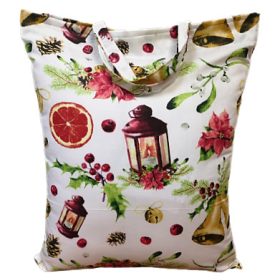 Mikulásvirág mintás karácsonyi textil táska - 35x45 cm