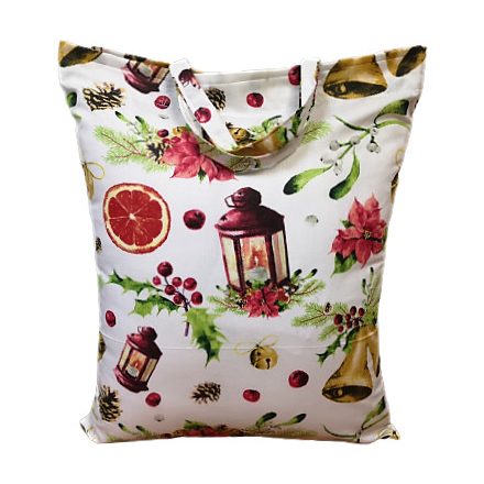 Mikulásvirág mintás karácsonyi textil táska - 35x45 cm